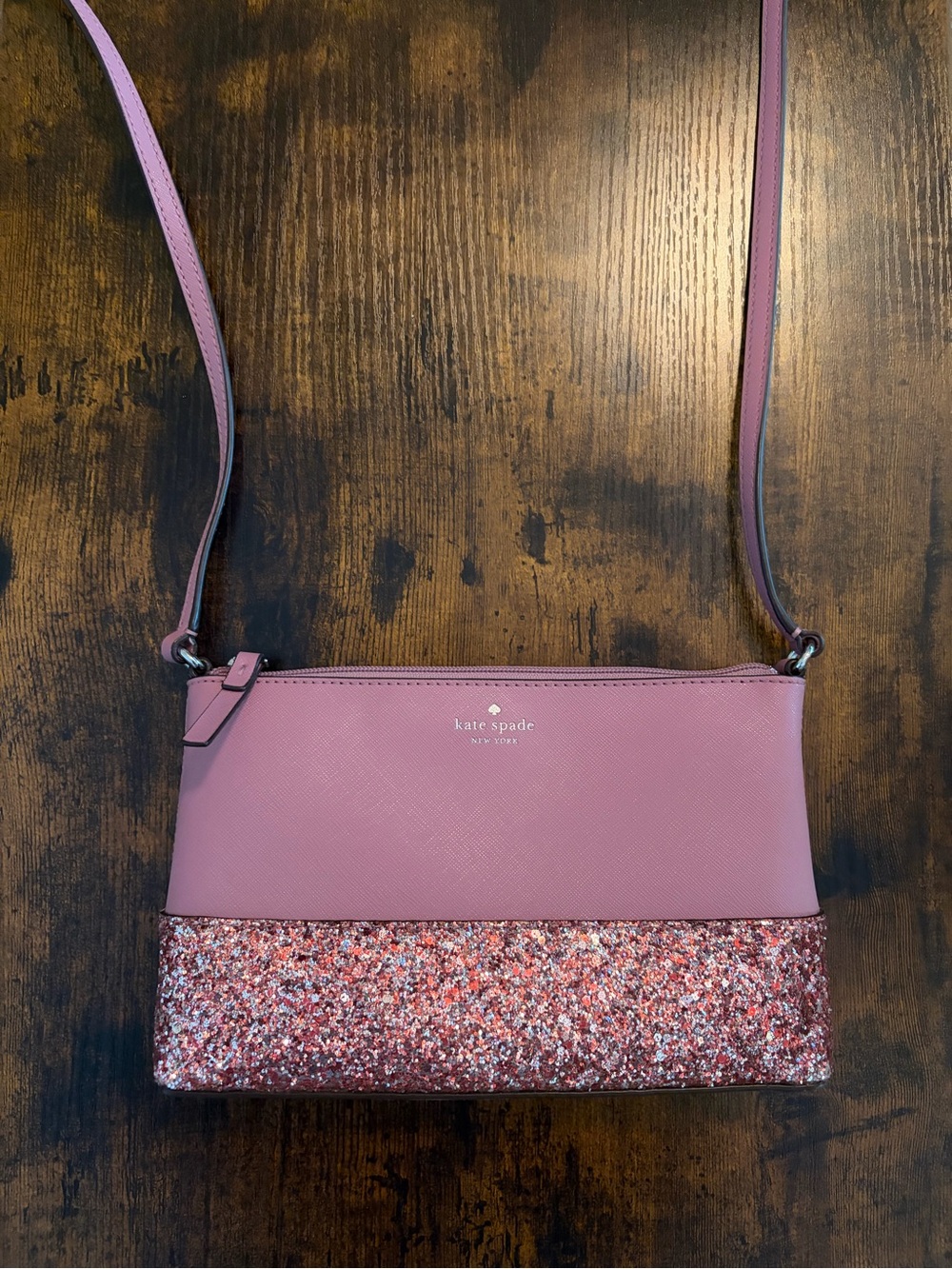 kate spade Rose Pink Glitter-Trim Crossbody Bag